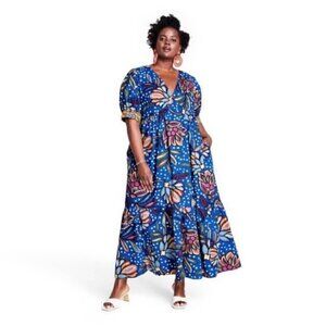 Tabitha Brown X Target Mixed Floral/Polka-Dot Print Midi Dress Size 8 NWT